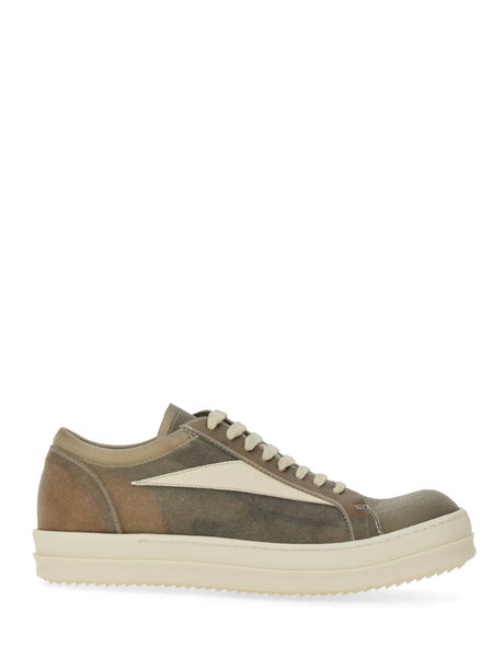 RICK OWENS Men's Leather Sneakers with Lateral Details