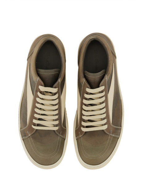 RICK OWENS Men's Leather Sneakers with Lateral Details