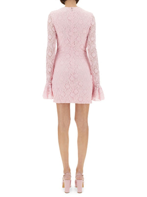 ROTATE BIRGERCHRISTENSEN Mini Lace Dress with Puff Sleeves - Size 34 DK