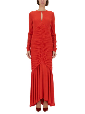 ROTATE BIRGERCHRISTENSEN Elegant Long Dress with Drape - Size 34