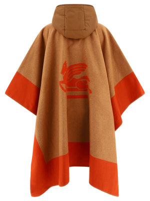 ETRO Beige Hooded Cape for Women with Pegasus Logo for FW23