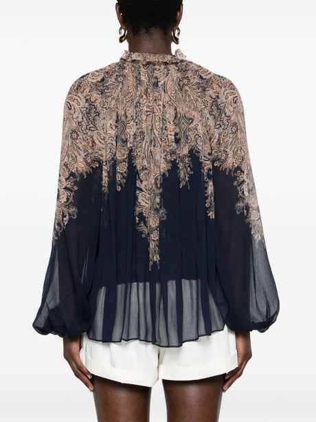 ZIMMERMANN Elegant Pleated Blouse with Bow Detail