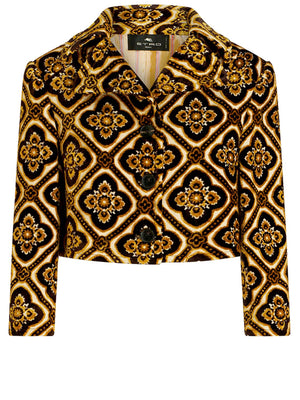 ETRO Elegant Velvet Cropped Jacket with Medallion Patterns for Women - FW23