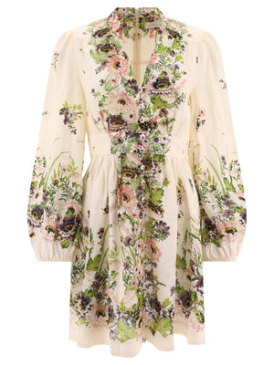 ZIMMERMANN Halliday Floral Linen Mini Dress