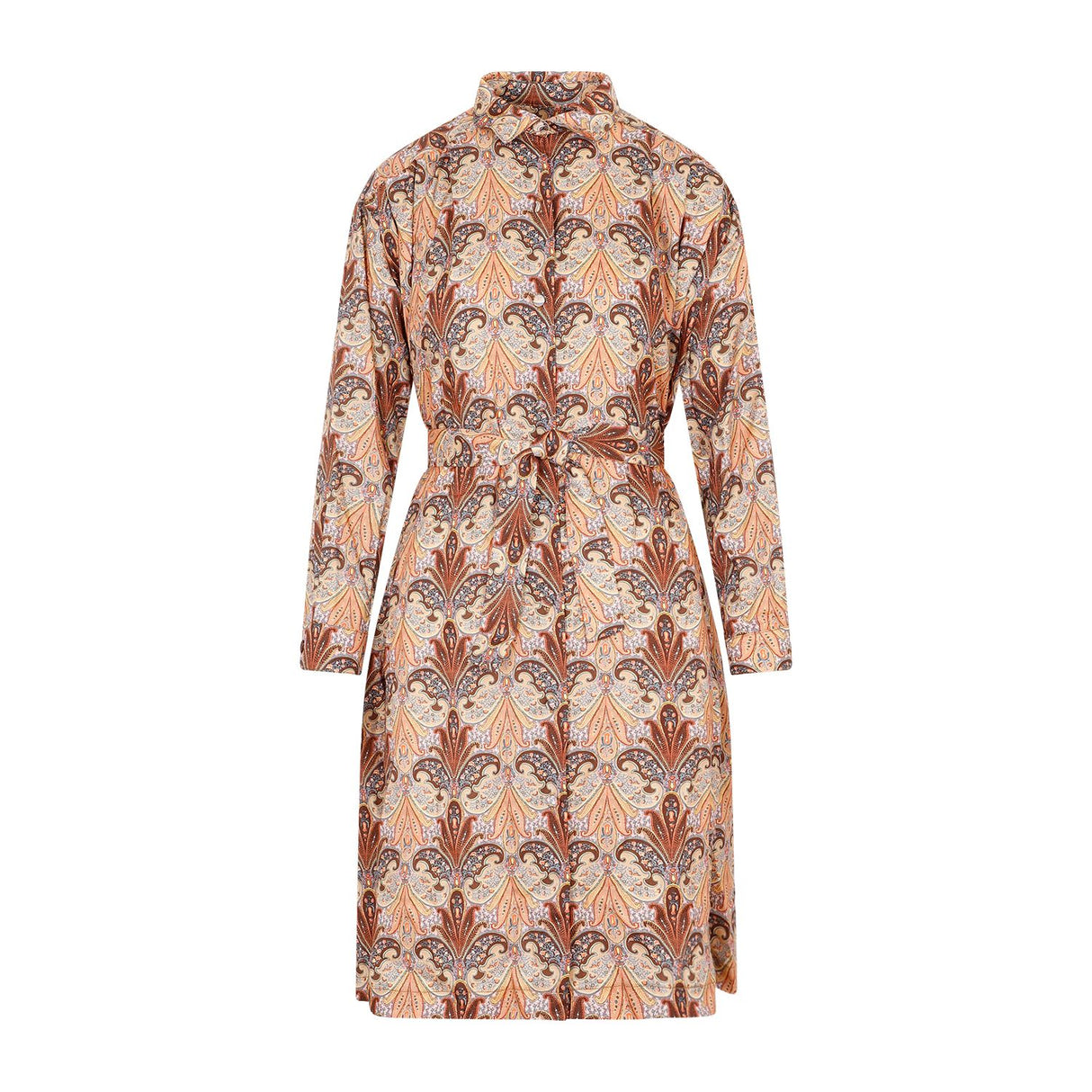 ETRO Brown Printed Wool and Silk Dress for Women