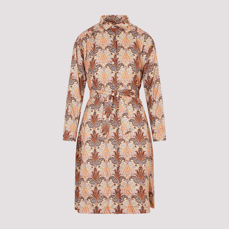 ETRO Brown Printed Wool and Silk Dress for Women