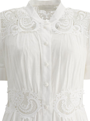 ZIMMERMANN Ivory Cotton Lace-Trimmed Shirt Dress