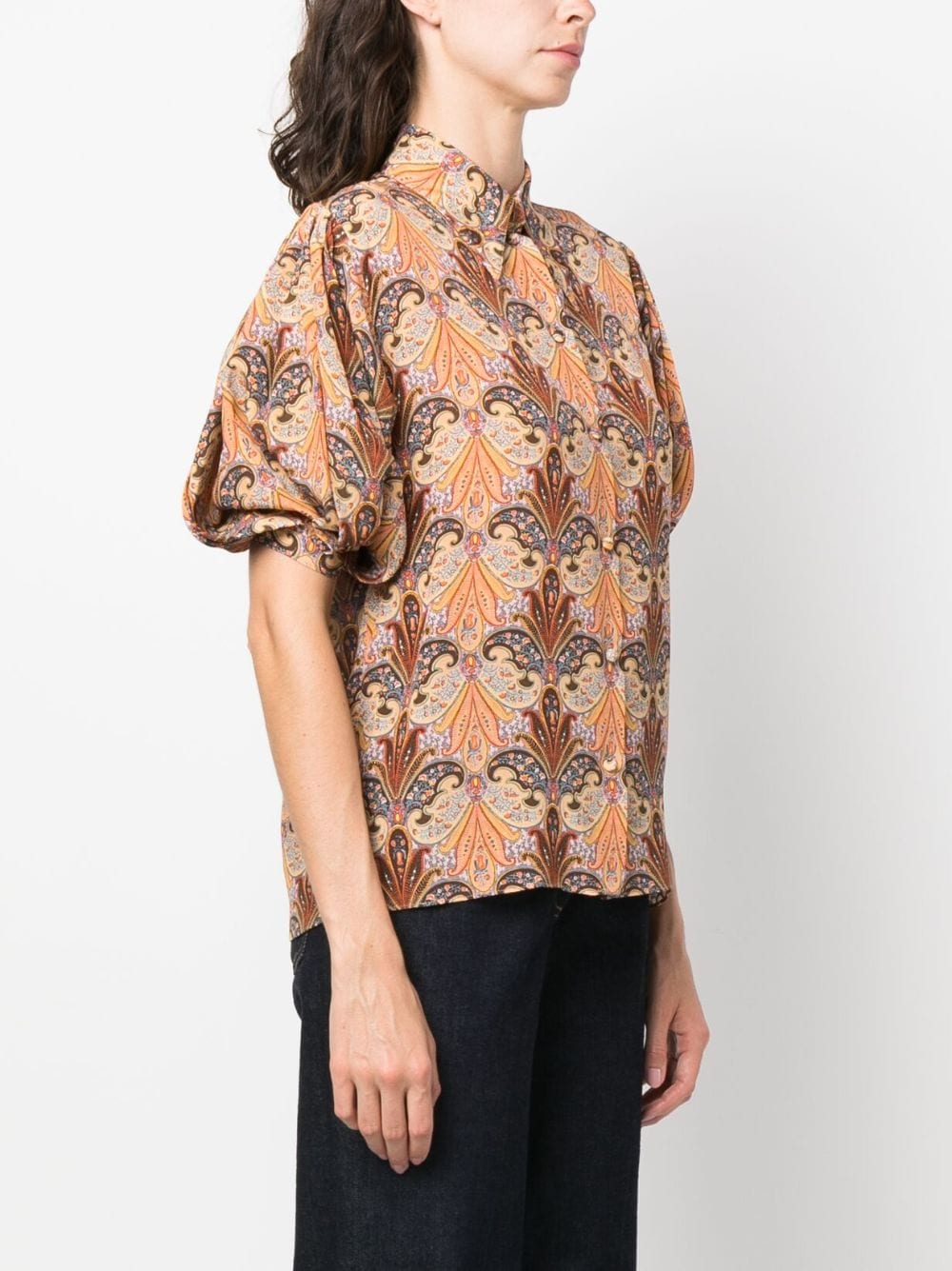 ETRO Paisley-Print Silk Shirt - Women's Grey Silk Shirt