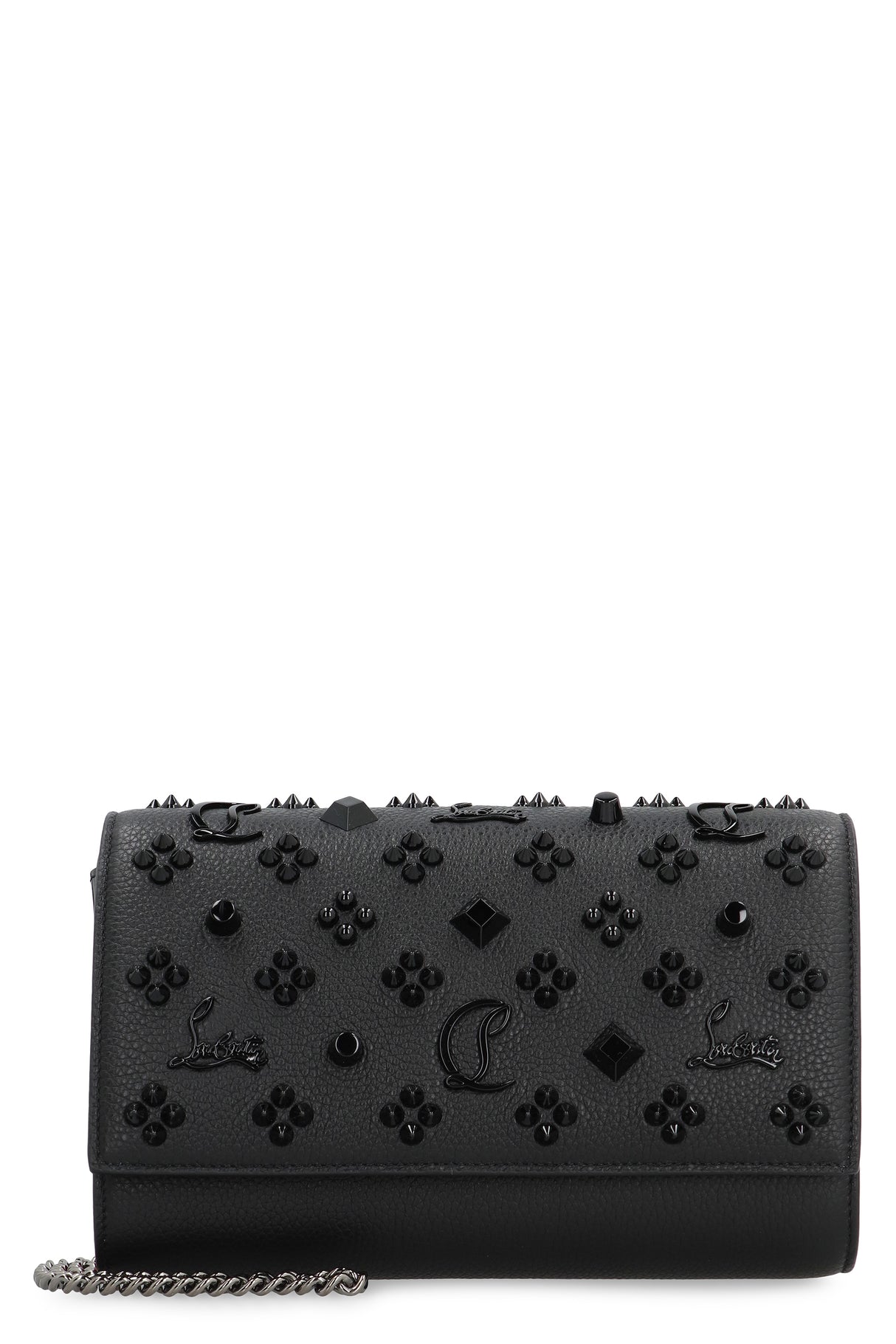 CHRISTIAN LOUBOUTIN Mini Pebbled Leather Clutch with Removable Chain Strap