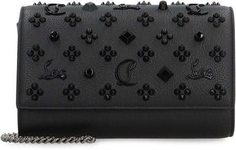 CHRISTIAN LOUBOUTIN Mini Pebbled Leather Clutch with Removable Chain Strap