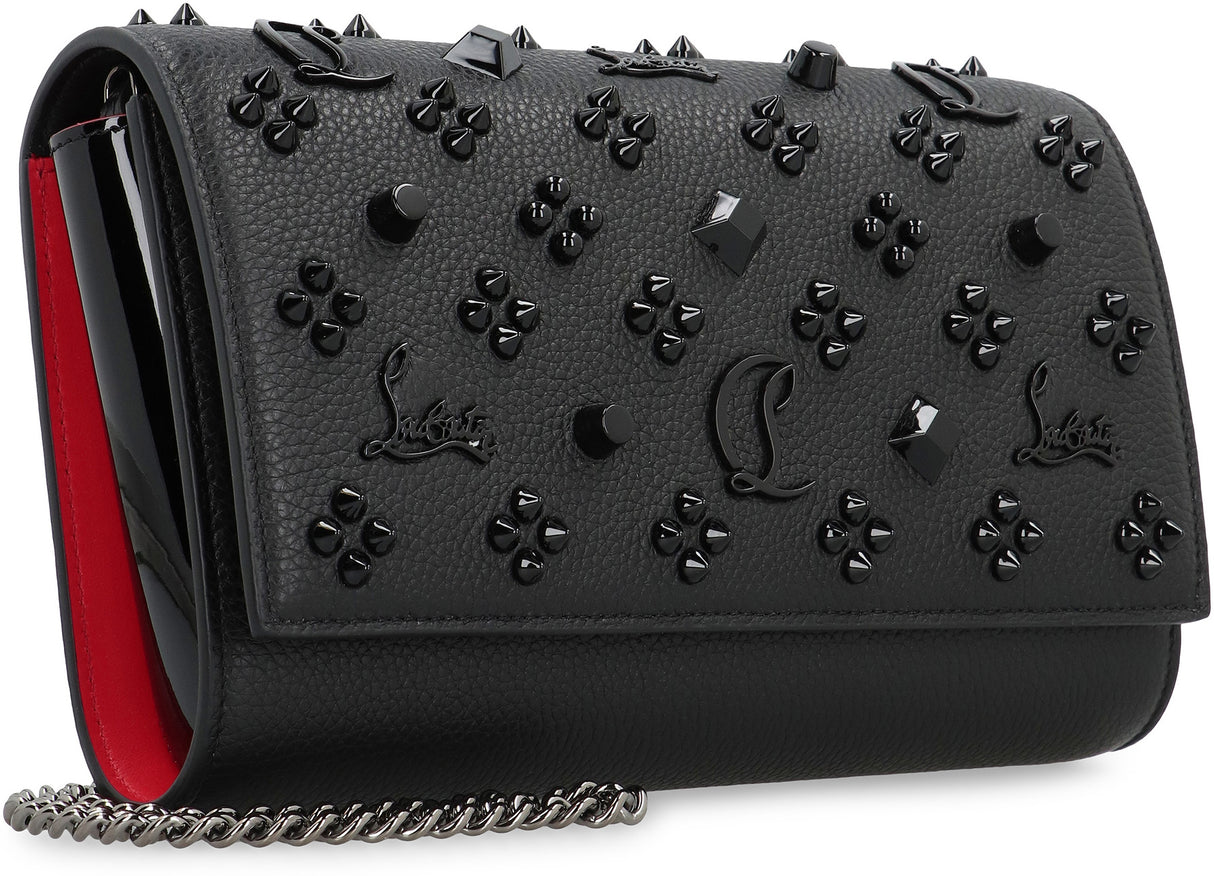 CHRISTIAN LOUBOUTIN Mini Pebbled Leather Clutch with Removable Chain Strap