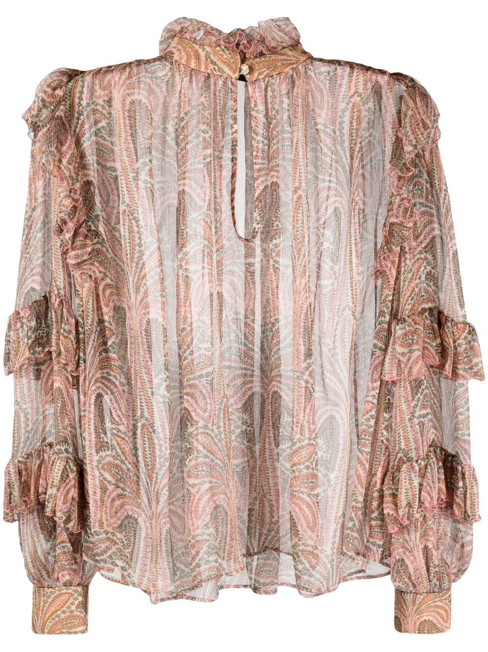 Áo Blouse Cổ Cao Gấp Nếp Họa Tiết Paisley Đa Màu Sắc Dành Cho Nữ