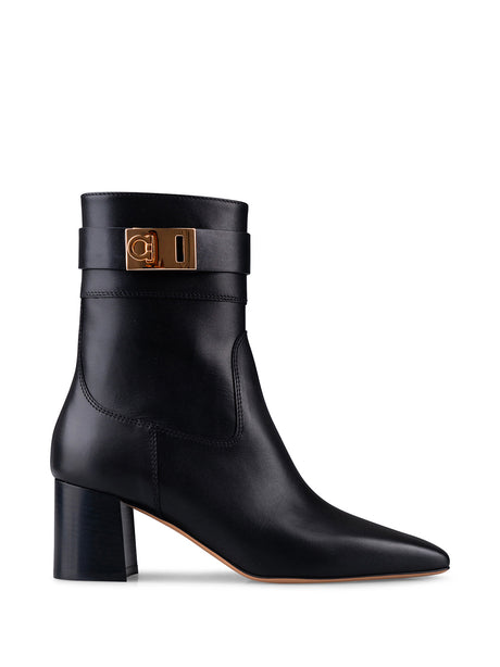 Ferragamo Elevated Leather Mini Boots with 6 cm Heel