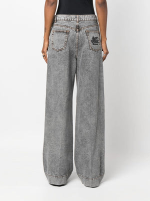 ETRO Blue High-Rise Flared Cotton Denim Jeans