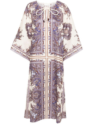 ZIMMERMANN Eco-Chic Paisley Linen Midi Dress