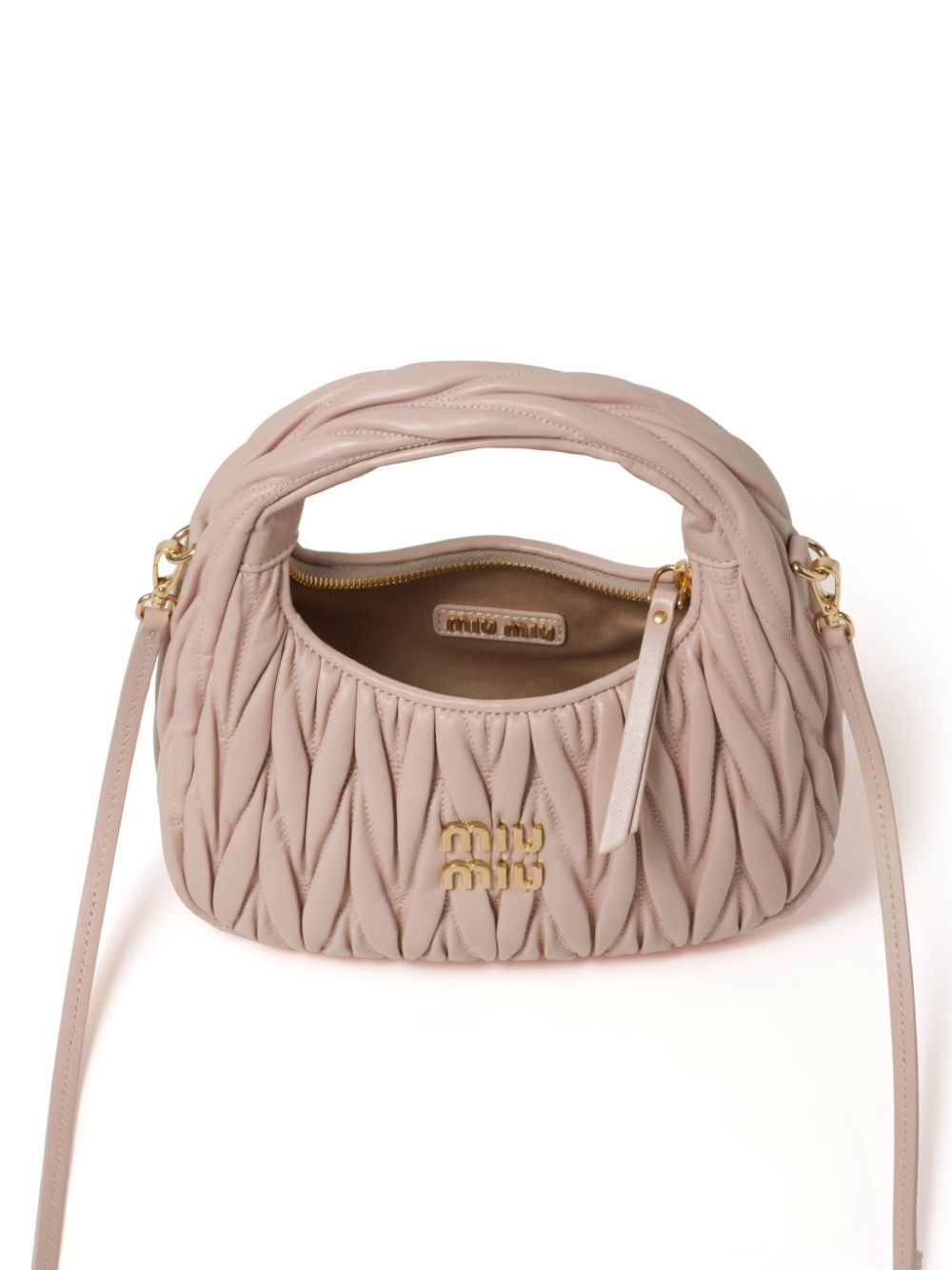 MIUMIU Mini Matelassé Nappa Leather Hobo Handbag