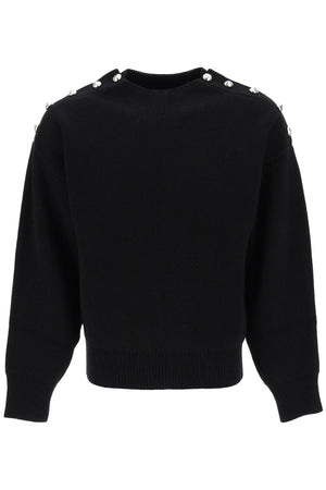 FERRAGAMO Embroidered Crew-Neck Sweater with Metal Buttons