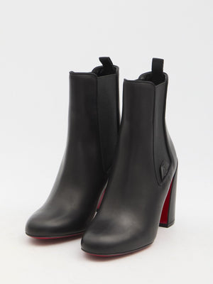 CHRISTIAN LOUBOUTIN Curved Toe Ankle Boots with Side Elastic Inserts and 8.5cm Heel