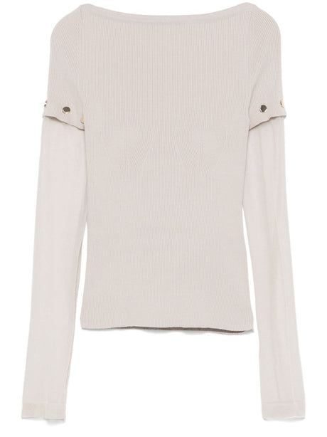 MAX MARA SPORTMAX Layered Chenille Crewneck Sweater with Detachable Sleeves