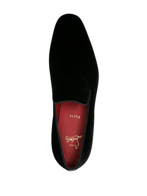 CHRISTIAN LOUBOUTIN Velvet Grosgrain Ribbon Trimmed Loafers with Studded Detail