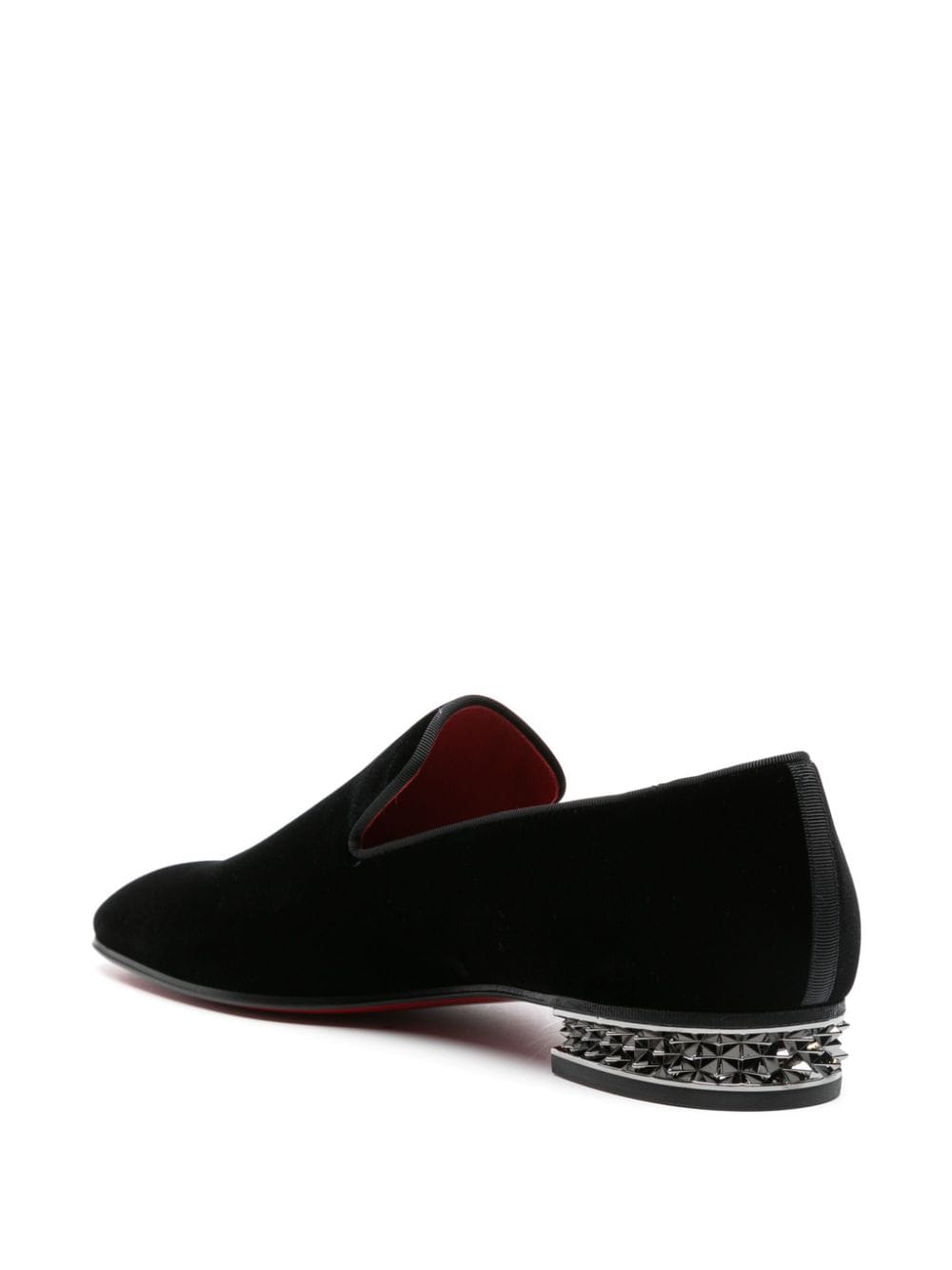 CHRISTIAN LOUBOUTIN Velvet Grosgrain Ribbon Trimmed Loafers with Studded Detail