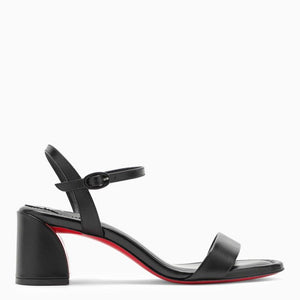 CHRISTIAN LOUBOUTIN Black Leather Sandal for Women with Adjustable Strap and Contrasting Red Sole