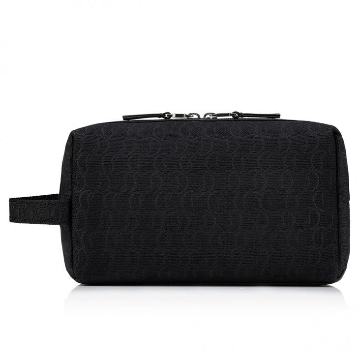 CHRISTIAN LOUBOUTIN Black Leather Zip Pouch for Men - SS24 Collection