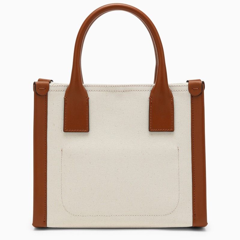 Túi xách thiết kế đặc biệt cotton màu tự nhiên và da màu nâu