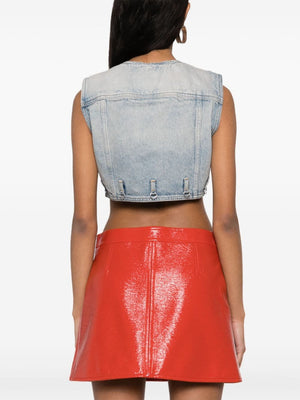 COURREGÈS Clear Blue Denim Cropped Vest - SS24 Collection