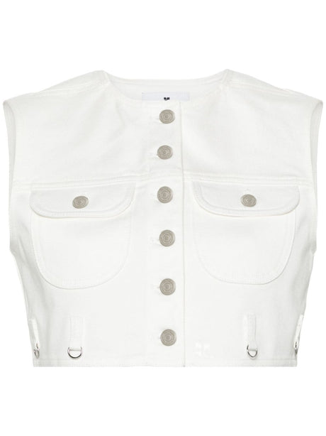 COURREGÈS Stylish White Cropped Denim Vest for Women in SS24