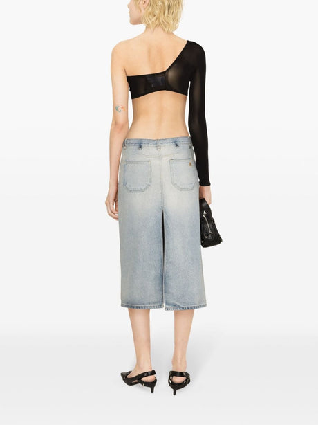 COURREGÈS Clear Blue Denim Midi Skirt for Women - SS24 Collection