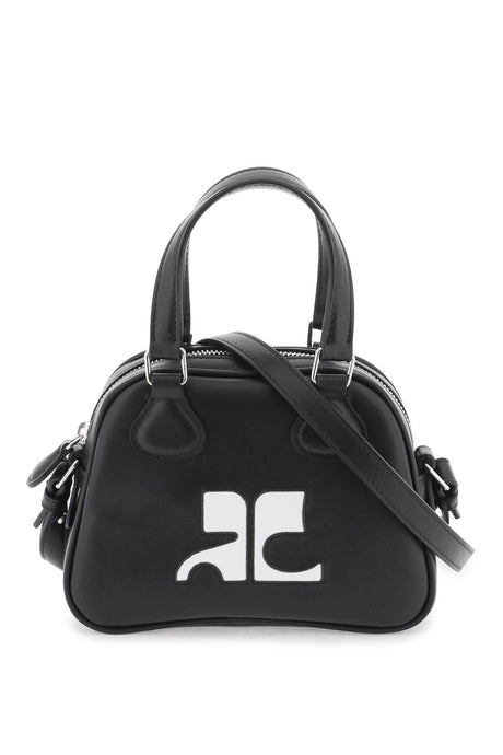 COURREGÈS Women's Mini Bowling-Style Calfskin Handbag in Black - SS24