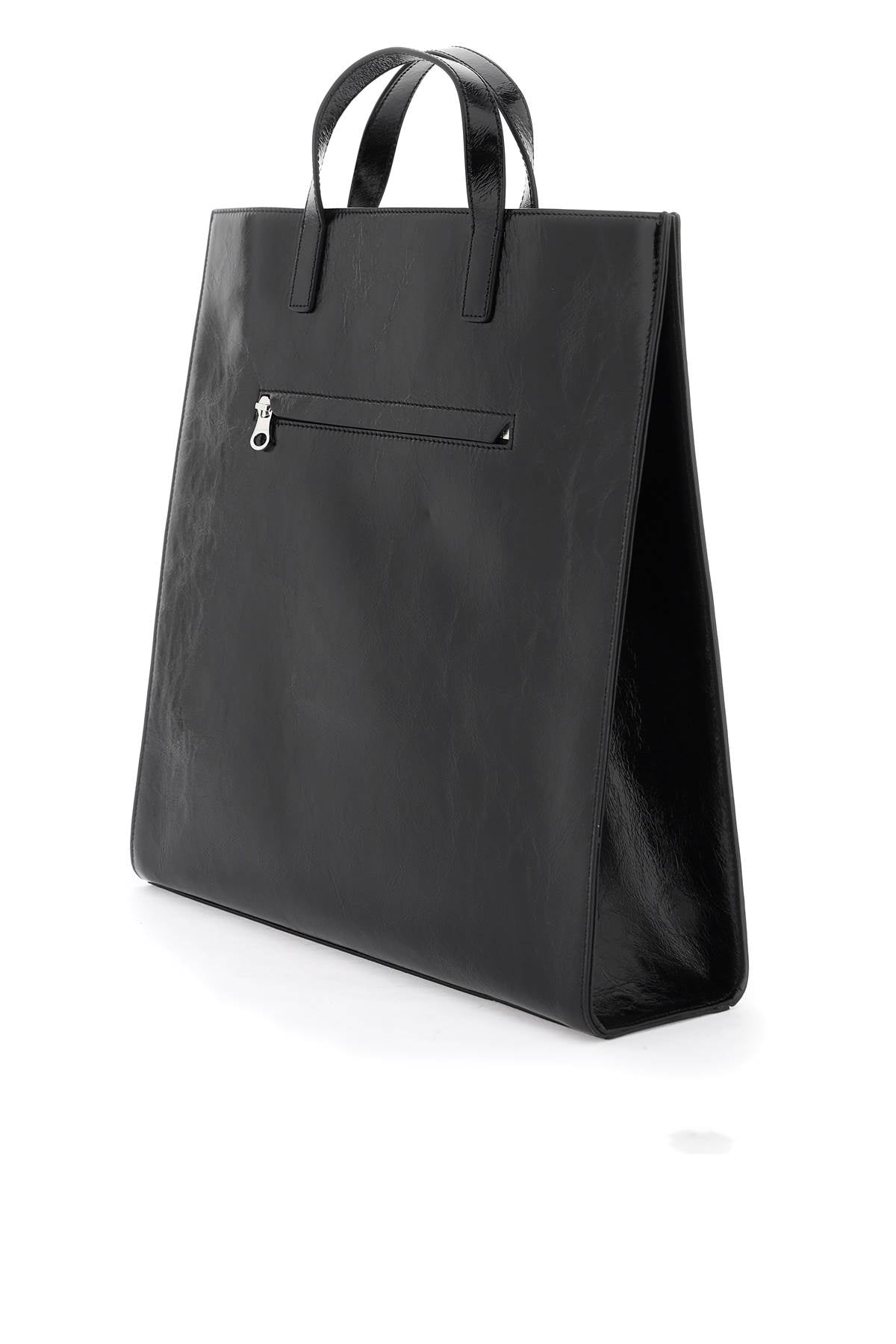 COURREGÈS Glossy Naplack Leather Tote Handbag for Women