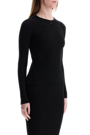 COURREGÈS Viscose and Polyester Slim Fit Sweater with Drop Neckline