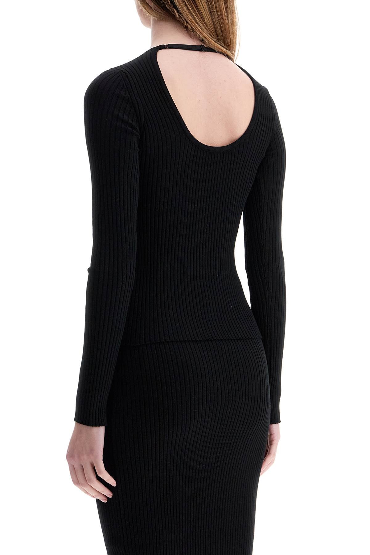 COURREGÈS Viscose and Polyester Slim Fit Sweater with Drop Neckline