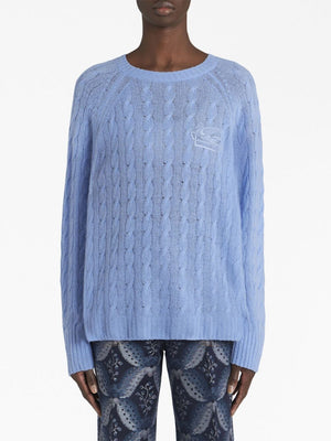 ETRO Blue Cashmere Crew-Neck Sweater for Women - FW23