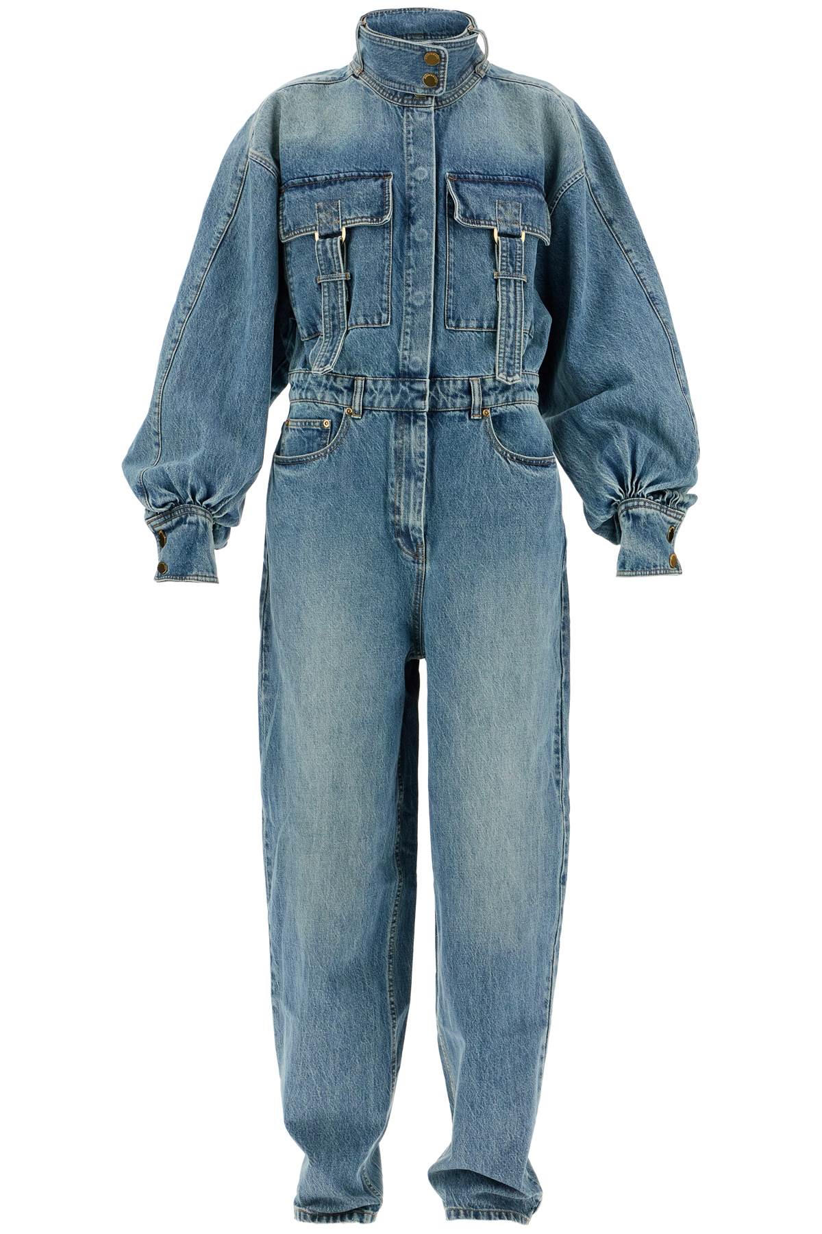 ZIMMERMANN Women’s Medium Wash Denim Illustration Overall Jumpsuit - Size 1