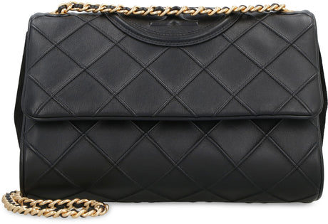 TORY BURCH Soft Black Quilted Leather Shoulder Bag for Women