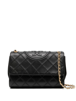 TORY BURCH Luxurious Black Quilted Leather Shoulder Handbag for Women
