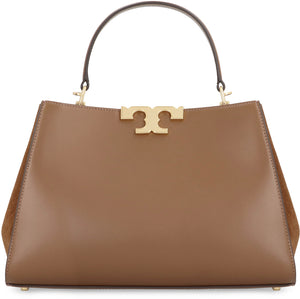 TORY BURCH Saddle Brown Leather Boston Handbag for Women – Spring/Summer 2024 Collection