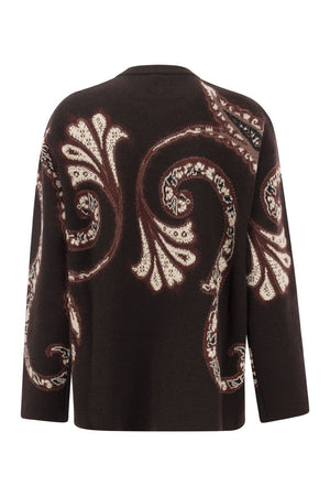 ETRO Placed Foliage Print Wool Sweater in Purple for Women - FW22 Collection