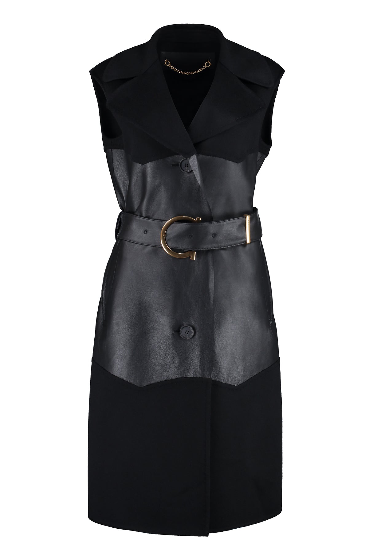 FERRAGAMO Sleeveless Wool and Cashmere Jacket for Women - Black