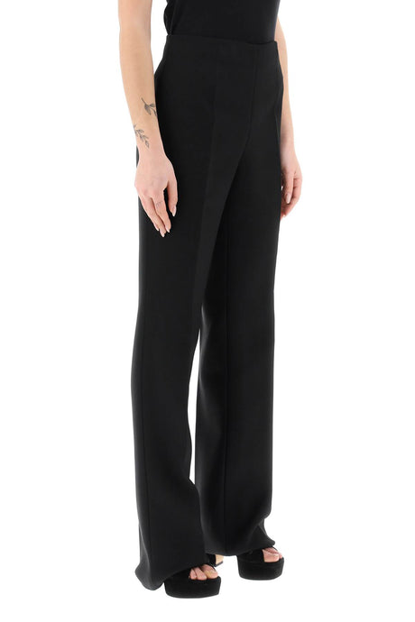 FERRAGAMO High-Waisted Straight Crepe Trousers in Black for Women