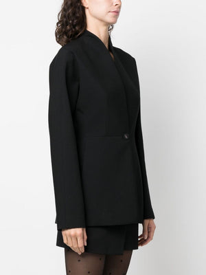 FERRAGAMO Stylish Black Collarless Single-Breasted Blazer for Women from FW23 Collection