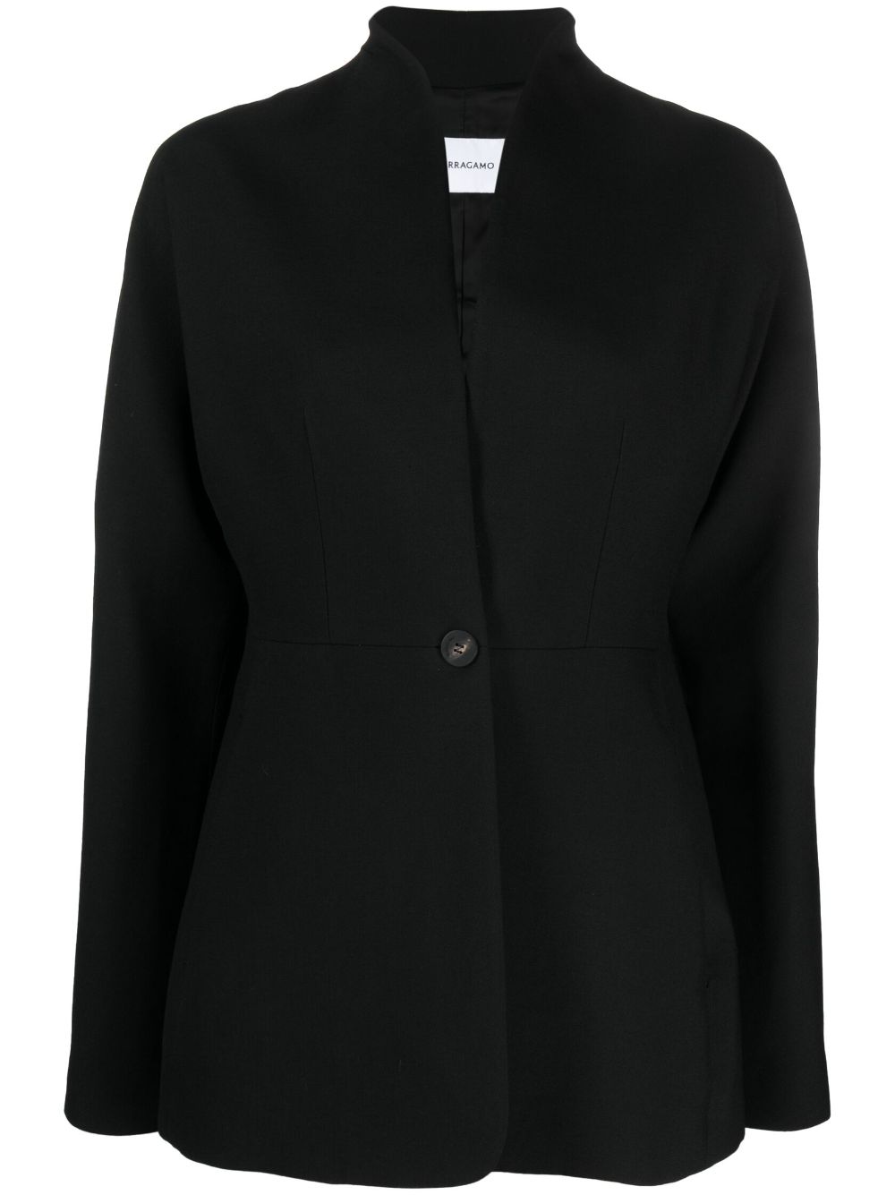 FERRAGAMO Stylish Black Collarless Single-Breasted Blazer for Women from FW23 Collection