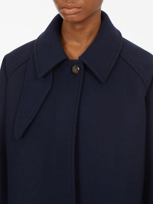 FERRAGAMO Navy Blue Oversized Wool Single-Breasted Jacket for Women