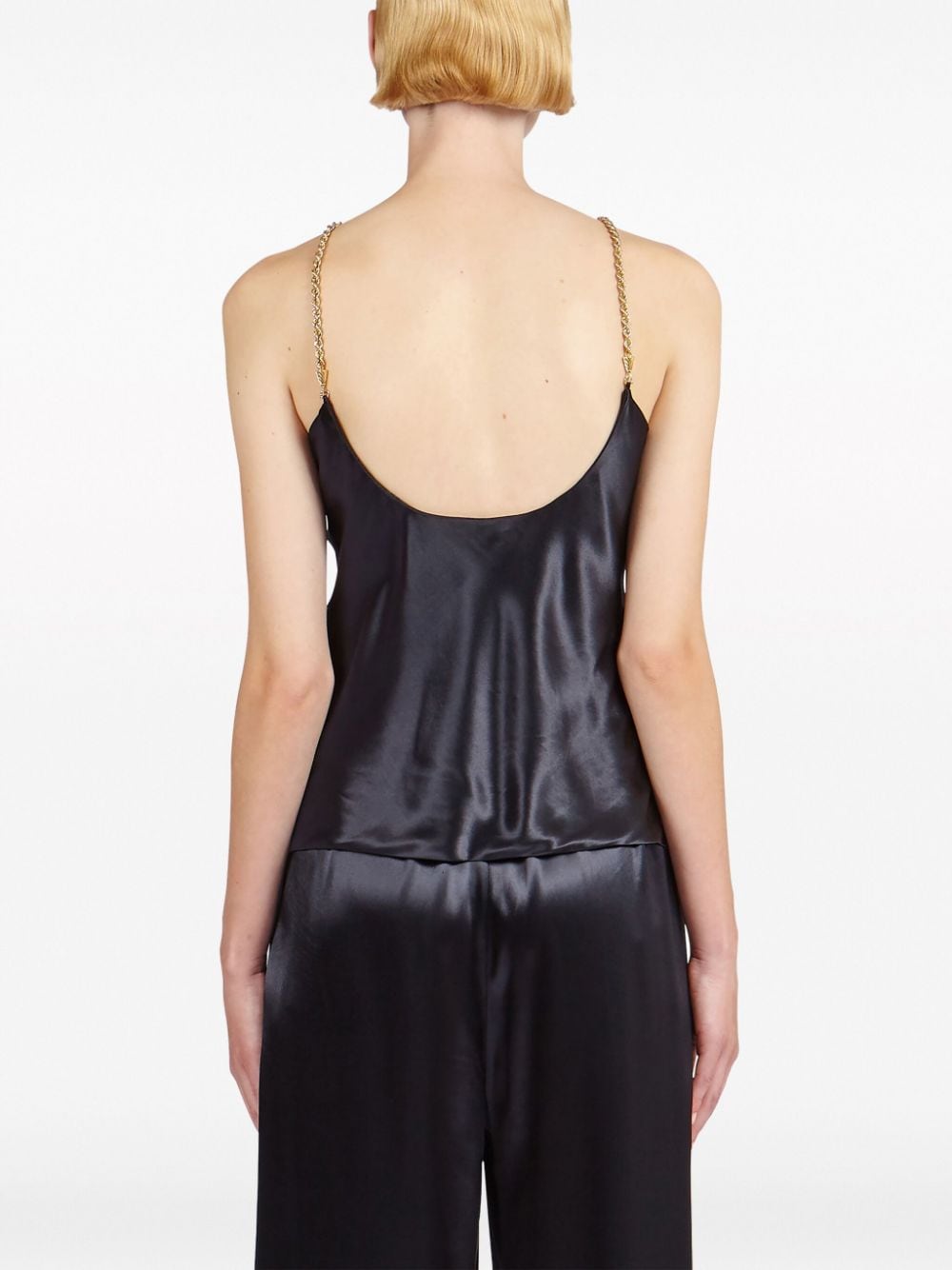 FERRAGAMO Satin Sleeveless Top with Cut-Out Detailing and Crossover Neck for Women