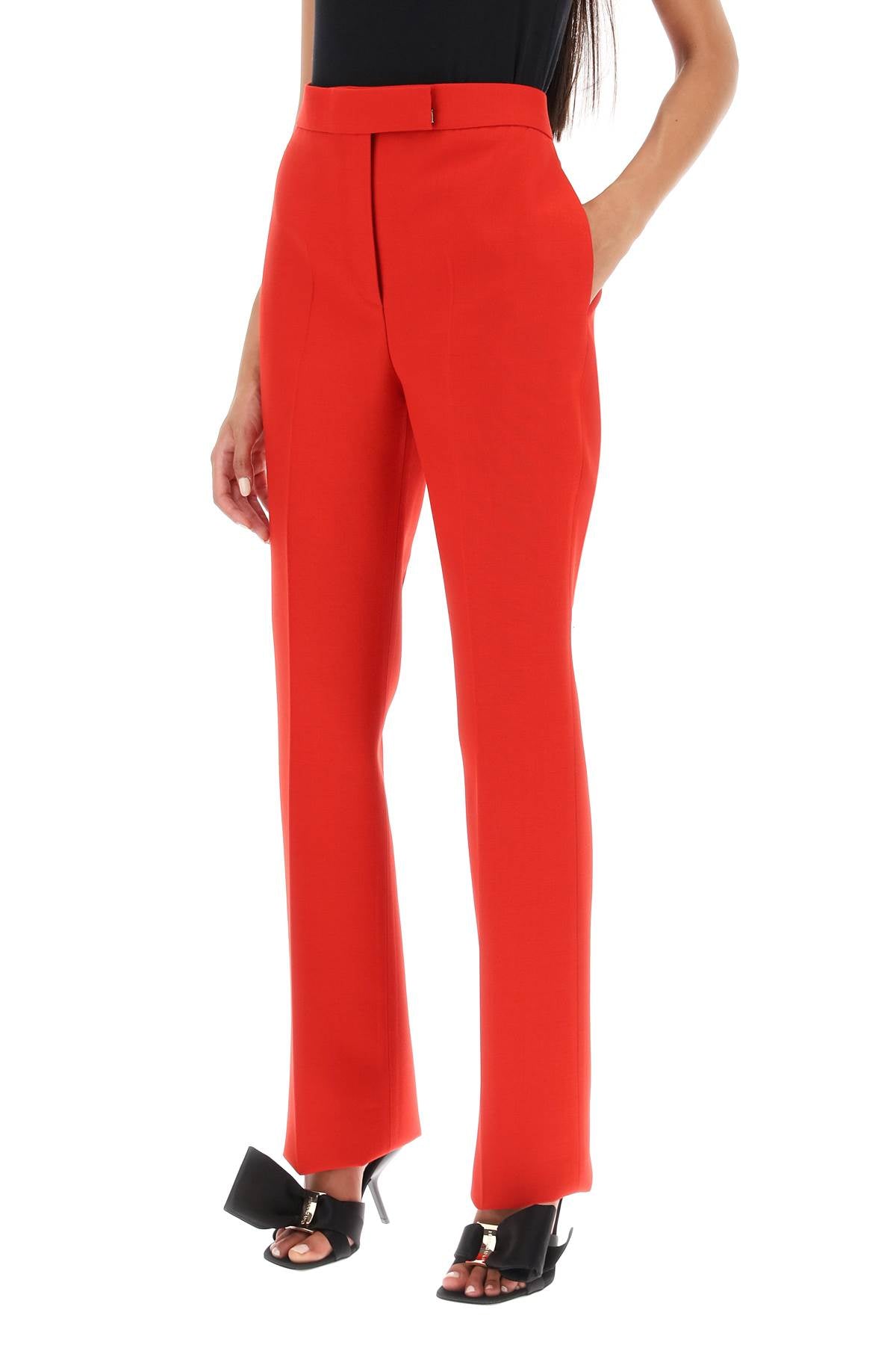 FERRAGAMO Red Wool Natté Cigarette Pants for Women - FW23