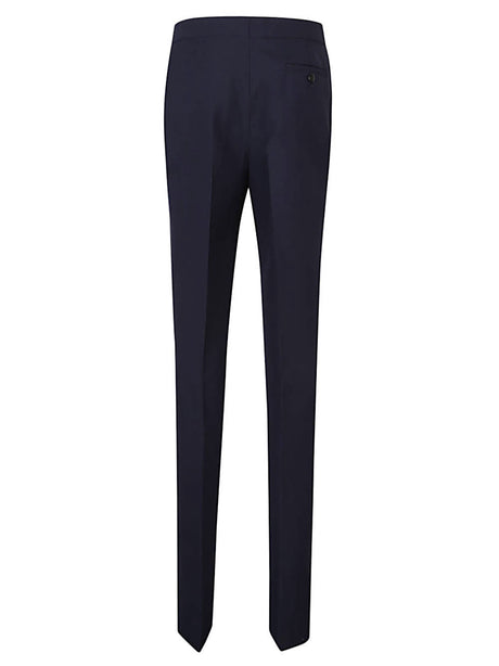 FERRAGAMO Blue Wool Trousers for Women - Asymmetrical Closure & Fillet Pocket