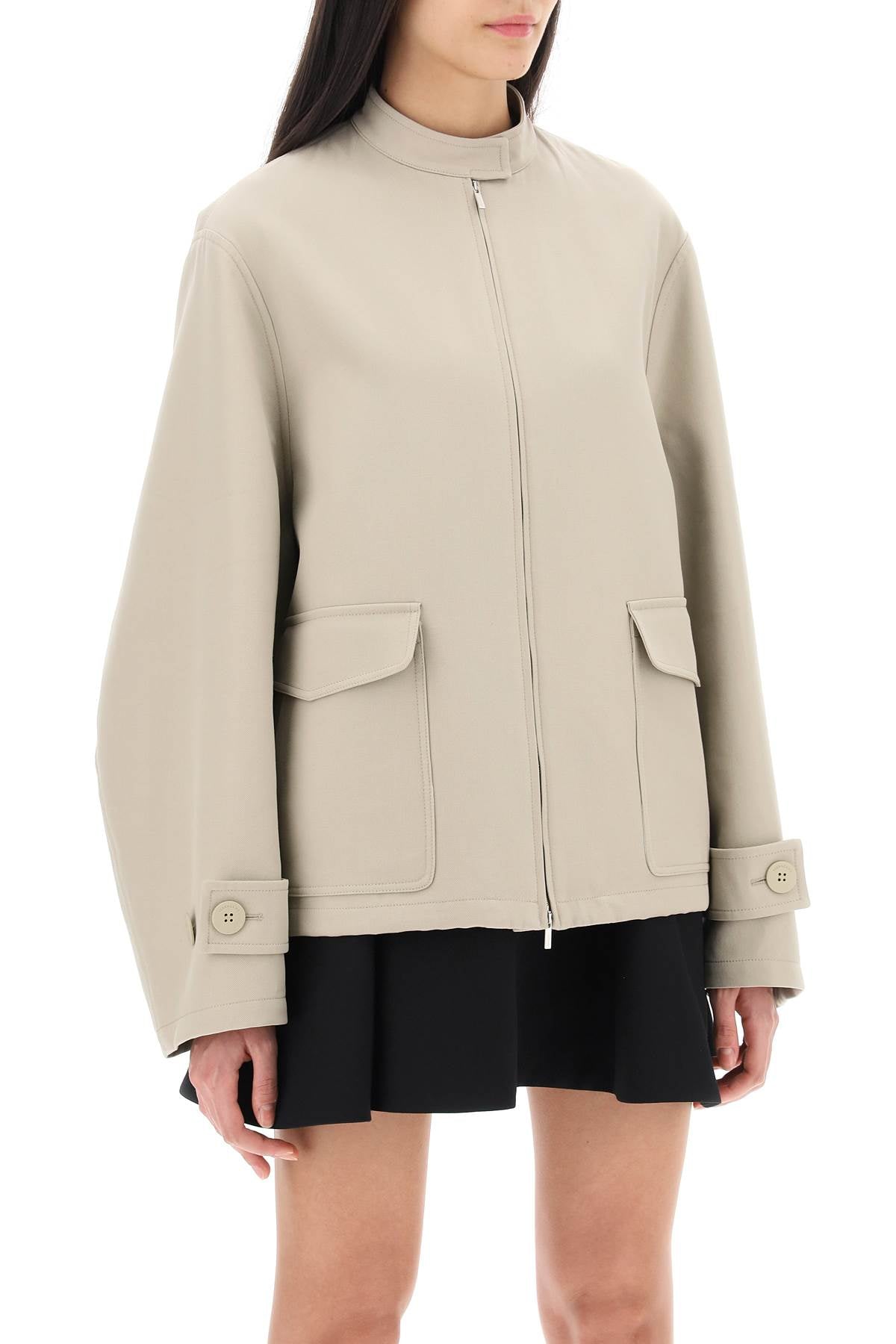 FERRAGAMO Oversized Cotton Blouson Jacket for Women in Neutro for SS24